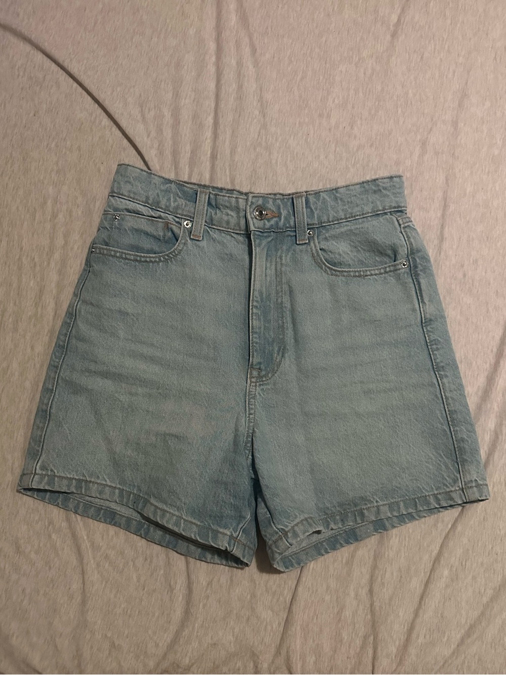 ZARA Mom-Fit High-Waist Light Blue Denim Shorts